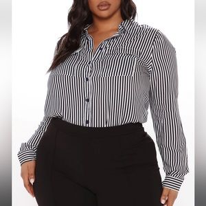 You Better Work Striped Shirt - Navy